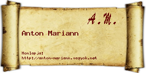 Anton Mariann névjegykártya